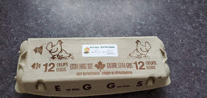 Le Capitaine certified organic, kosher free-range duck eggs, dozen - carton with label
