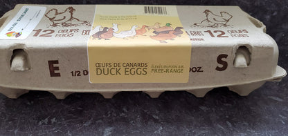 Le Capitaine certified organic, kosher free-range duck eggs, dozen - carton, side view